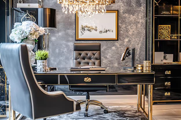 Create an Elegant Home Office with Chocolate and Gold Accents image 3